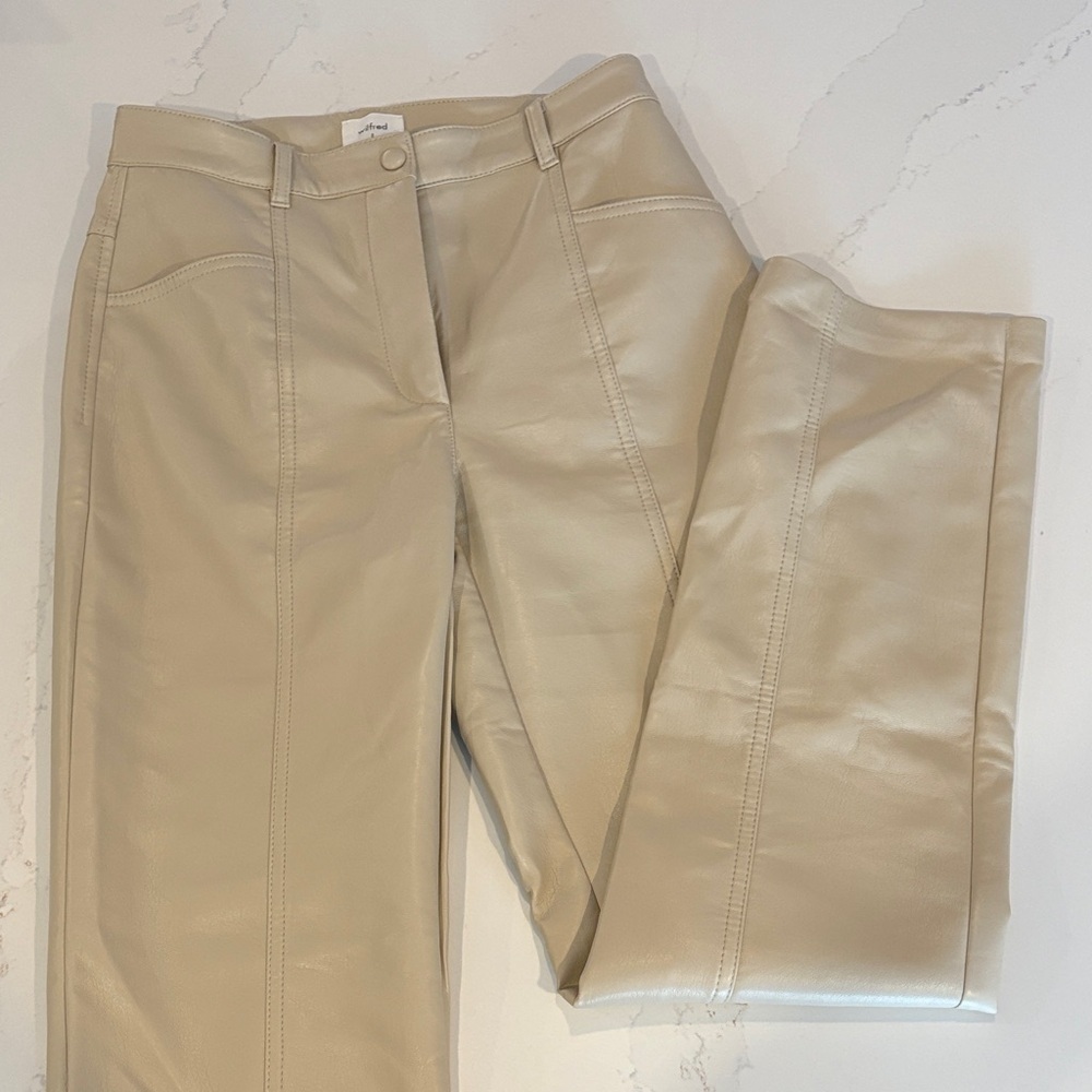 Wilfred Light Tan Vegan Leather Straight Pants size 2